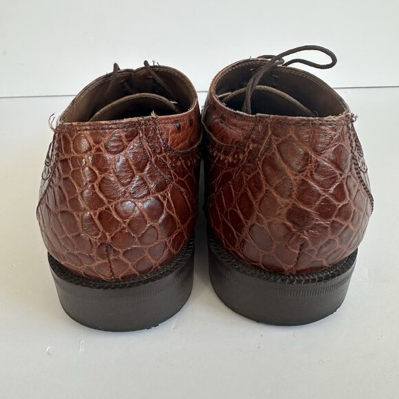 Stacy Adams Genuine Leather Ostrich/Alligator Oxfords Men's Size‎ Size 10M Brown - Picture 10 of 16